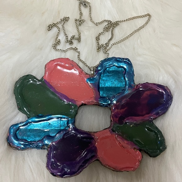 Purple, Blue, Pink, & Green Boho ONE OF KIND Exclusive Hand Designed Necklace - Picture 5 of 17